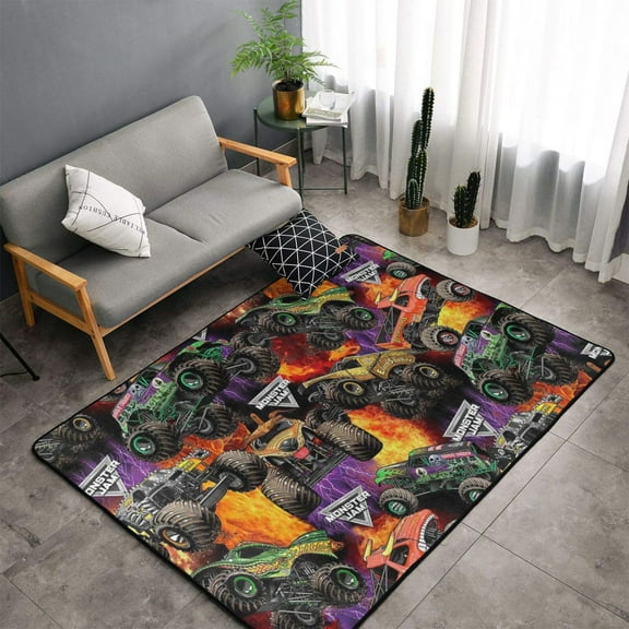 Area Rugs Soft Non-Slip Floor Mats Monster Truck Jam Carpets Doormat for Living Room Bedroom Decor 60"x39"
