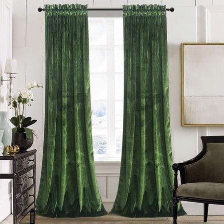 Roslynwood Panneaux de Rideaux en Velours Vert Mousse Assombrissants pour Fenêtre, Super Doux, Luxueux, pour Chambre à Coucher, Isolés Thermiquement, à Passe-Tringle, pour Salon (2 Panneaux, 52 X 108 Pouces)
