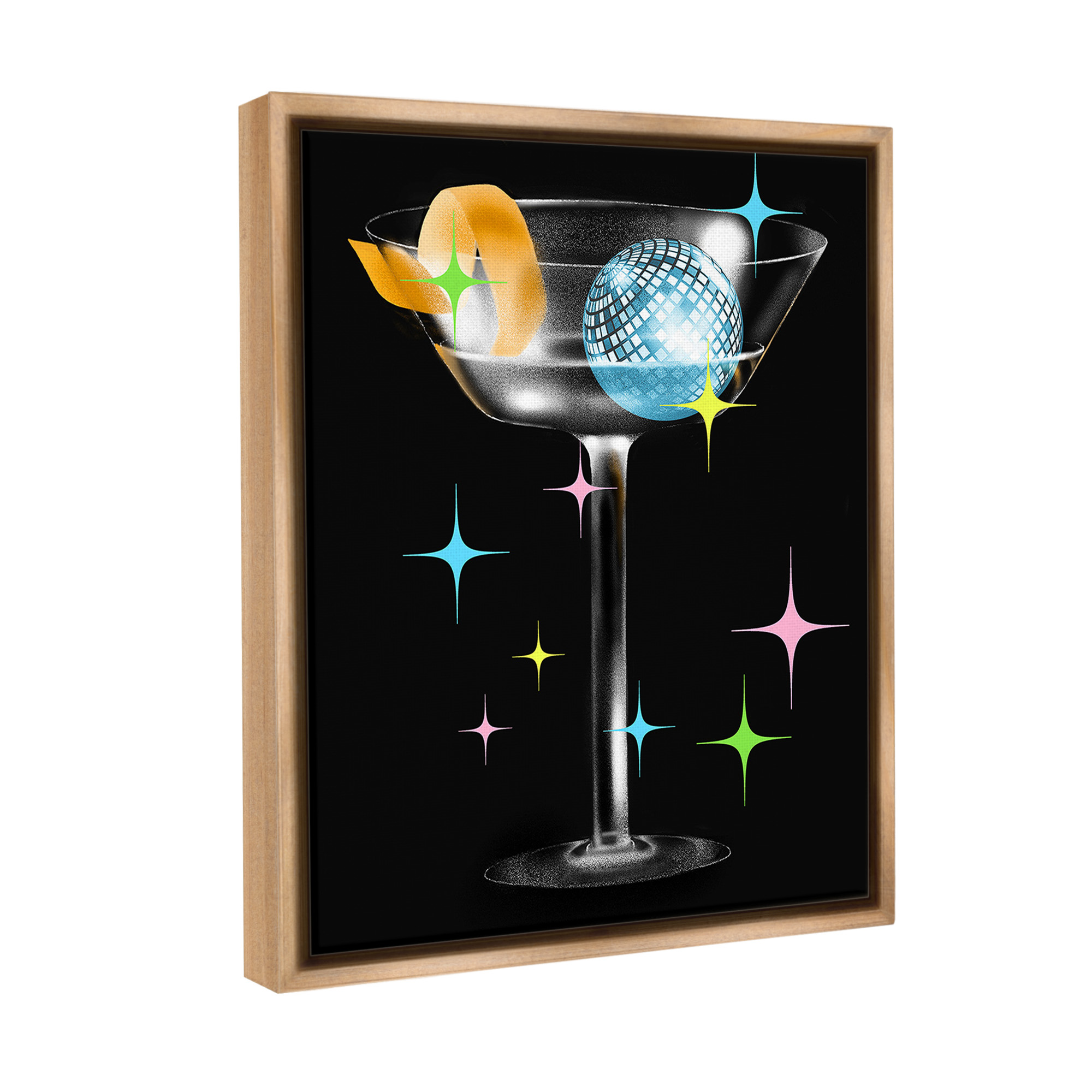 Stupell Industries Vintage Disco Drink Food & Beverage Painting Brown Floater Framed Canvas Art Print Wall Art, 25 x 31