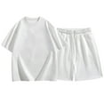 thumbnail image 2 of PNTUTB Men's Casual Loose Solid Color Crew Neck Short Sleeve T Shirt with Elastic Waist Drawstring Shorts Set, 2 of 6