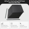 thumbnail image 2 of BalanceFrom 12-Pack 24”x24” Interlocking Foam Puzzle Exercise Mat, 1/2” Thick, Black, 2 of 9