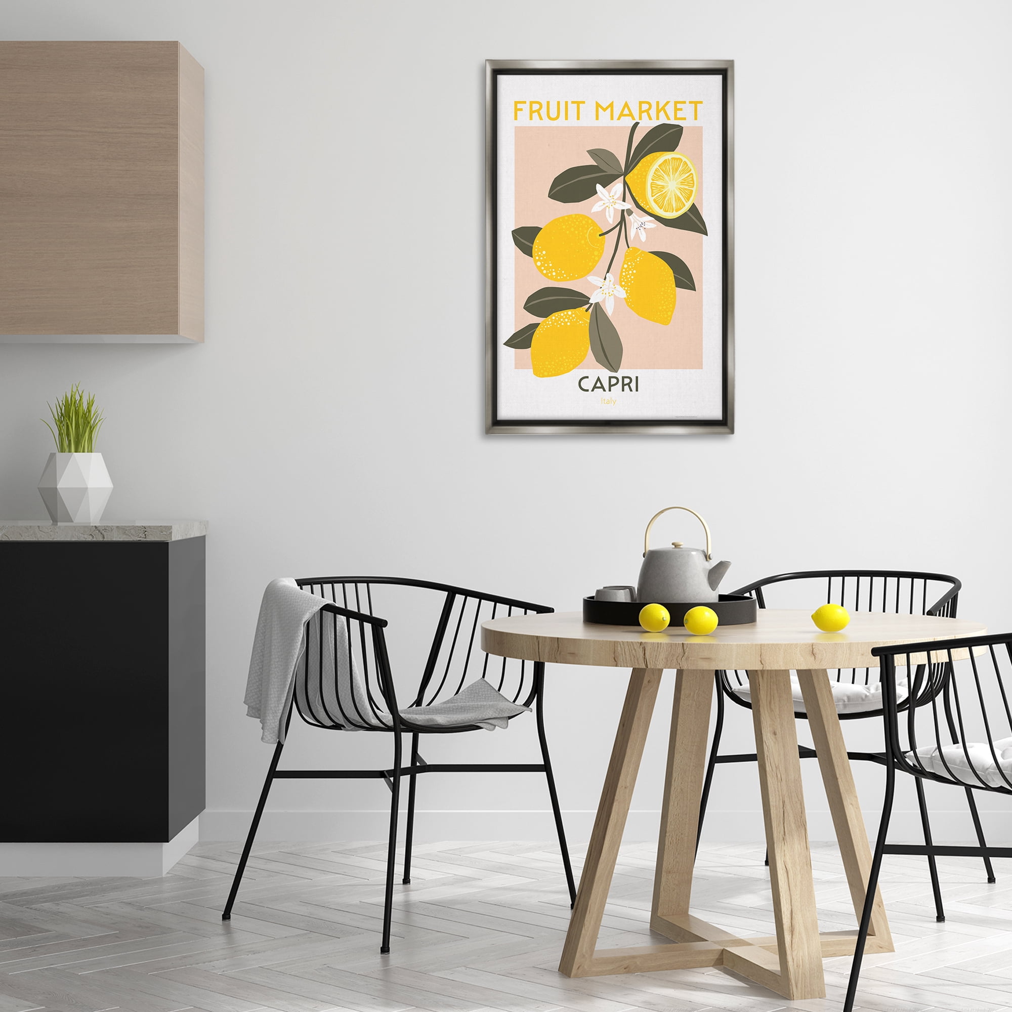 Stupell Industries Fruit Market Lemon Branch Food & Beverage Painting Gray Floater Framed Canvas Art Print Wall Art, 21 x 31