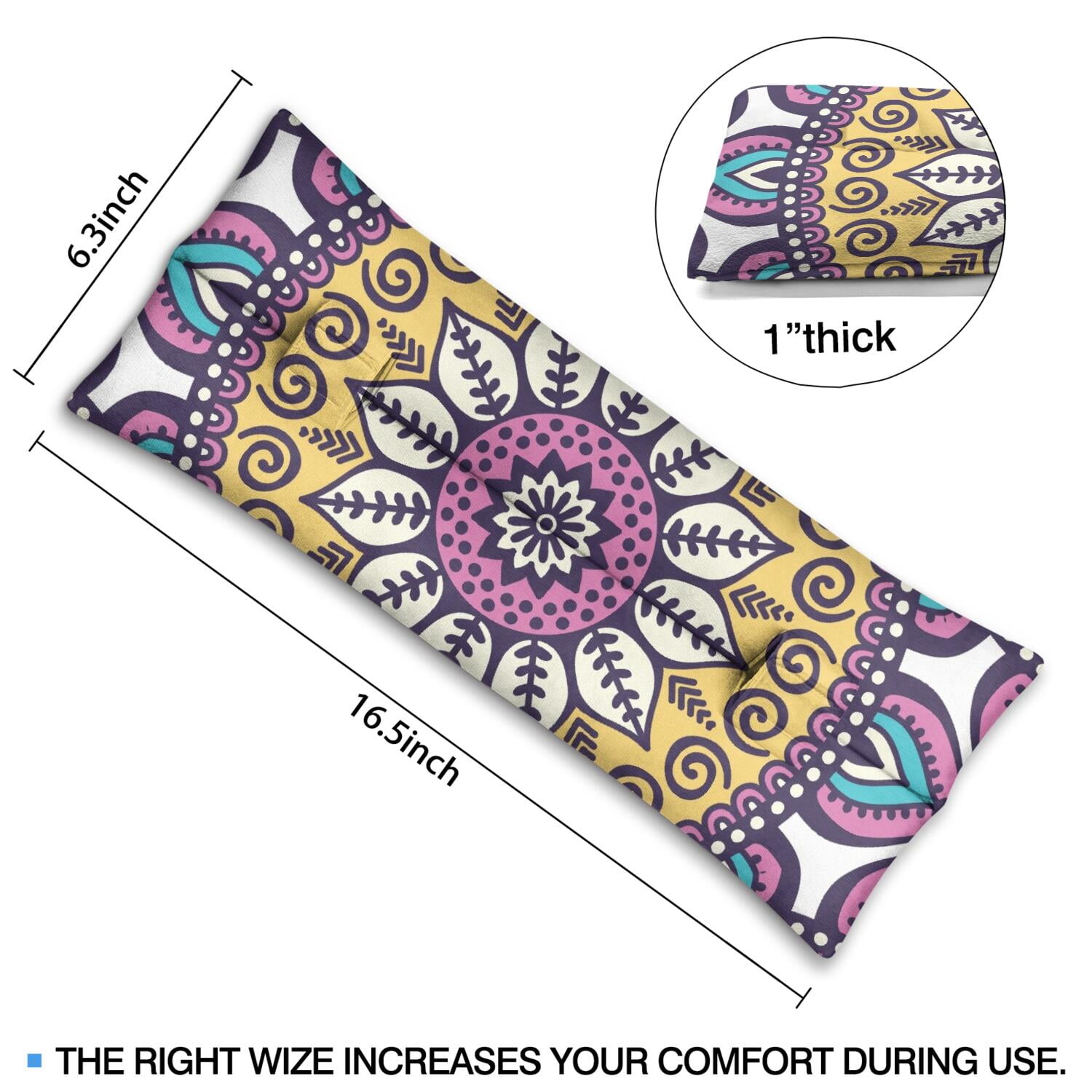 Boho Chic Mandala Seat Belt Pillow - Soft Mastectomy Car Cushion - Heart Recovery Pad with Ethnic Inspired Symmetry