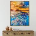 thumbnail image 2 of Designart 'Whirly Blue Waves Under Orange Sunset' Nautical & Coastal Framed Canvas Wall Art Print, 2 of 5