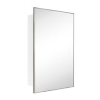 24'' x 30'' Brushed nickel Recessed and Surface Mount Bathroom Medicine Cabinet with Mirror Square Cornered Metal Framed Rounded Rectangle Medicine Cabinet Mirror