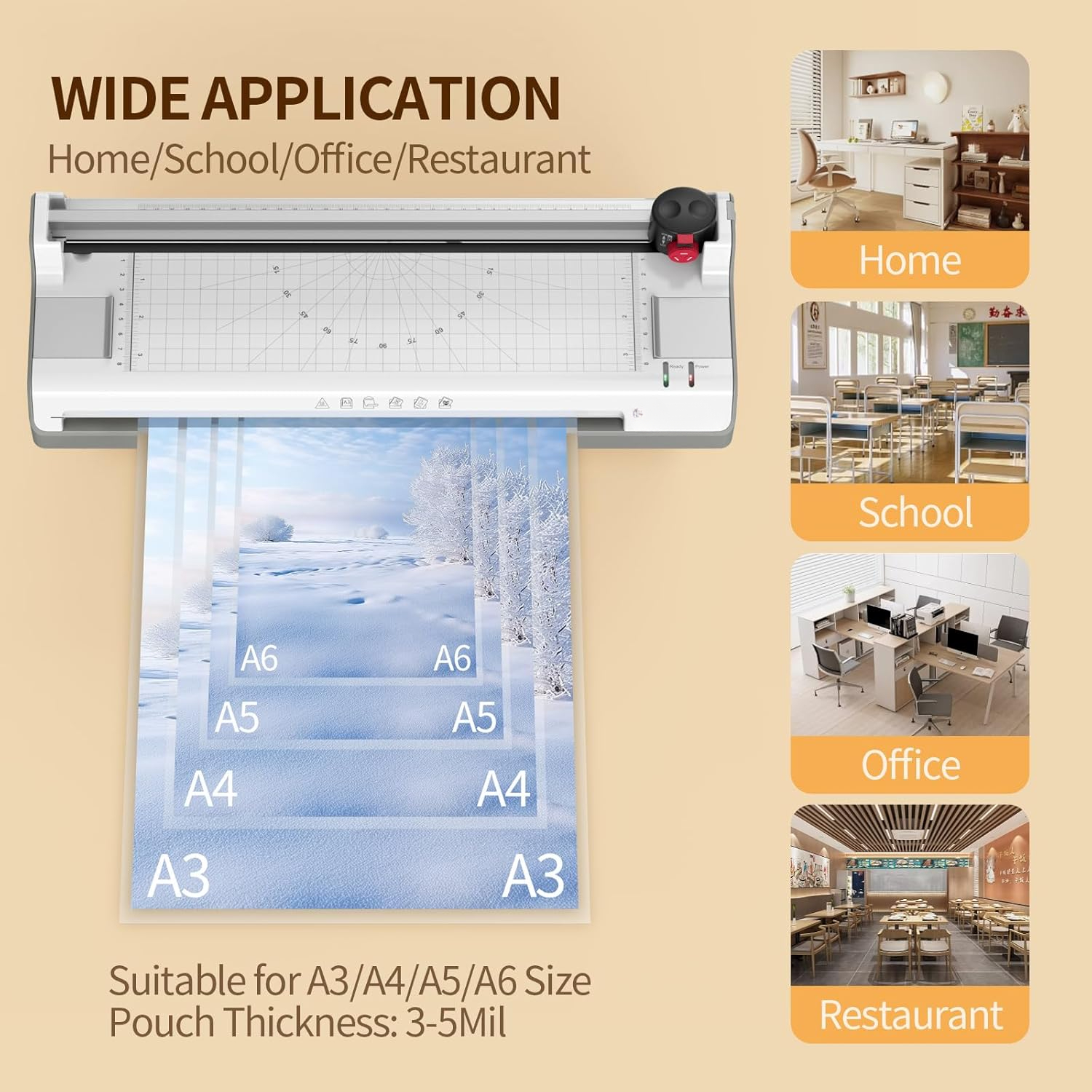 Laminator 11x17 inches, 13 inches wide thermal and cold 2-roll laminator
