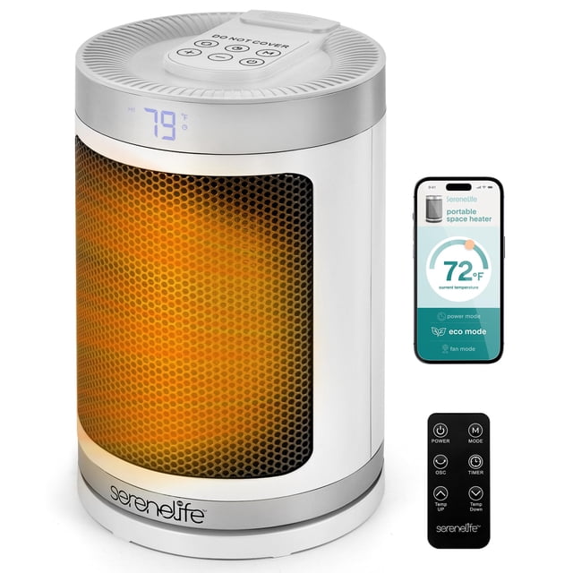 Calentador eléctrico para interiores SereneLife, 1500 W, eléctrico, blanco