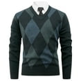 thumbnail image 2 of GuangCheng George Mens Argyle Pattern V-Neck Sweaters,Classic Fit,Crewneck,Soft,Warm Shirts,Pullover Tops,Navy,Size 2XL, 2 of 4