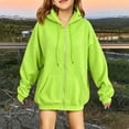 thumbnail image 2 of Domzest Boy & Girls Oversized Zip Up Hoodie Casual Long Sleeve Drawstring Hooded Sweatshirt with Pockets 2026 Basic Hooded Dailywear Green 160 Age:13-14Y, 2 of 4