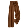 thumbnail image 3 of Women's Soft Polyester Elastic Waist Loose Pants, Solid Color Bow Tie Design, Flattering Casual Fit, Versatile Summer Work Smart Casual & Daily Errands Wear, Comfortable Wide Leg, 3 of 6