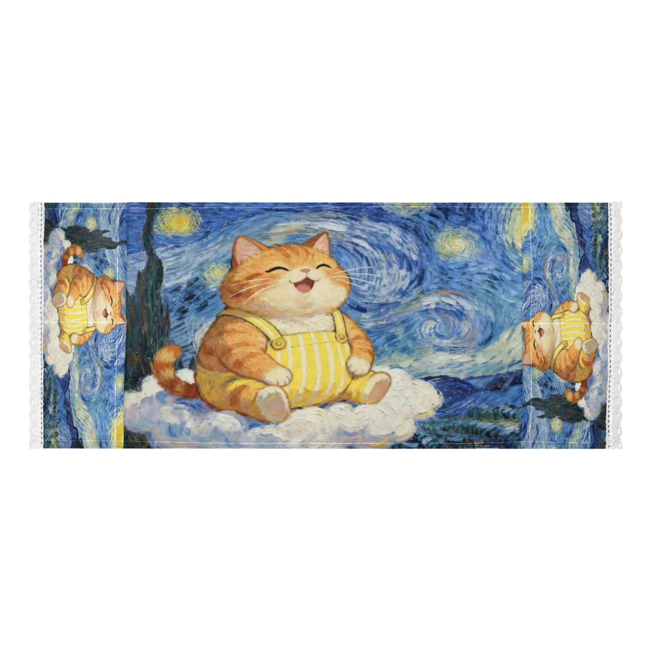 Wobogo Starry Sky Plump Cat Washing Machine Cover Dustproof Washer Dryer Cover Waterproof Laundry Room Decorative Protector