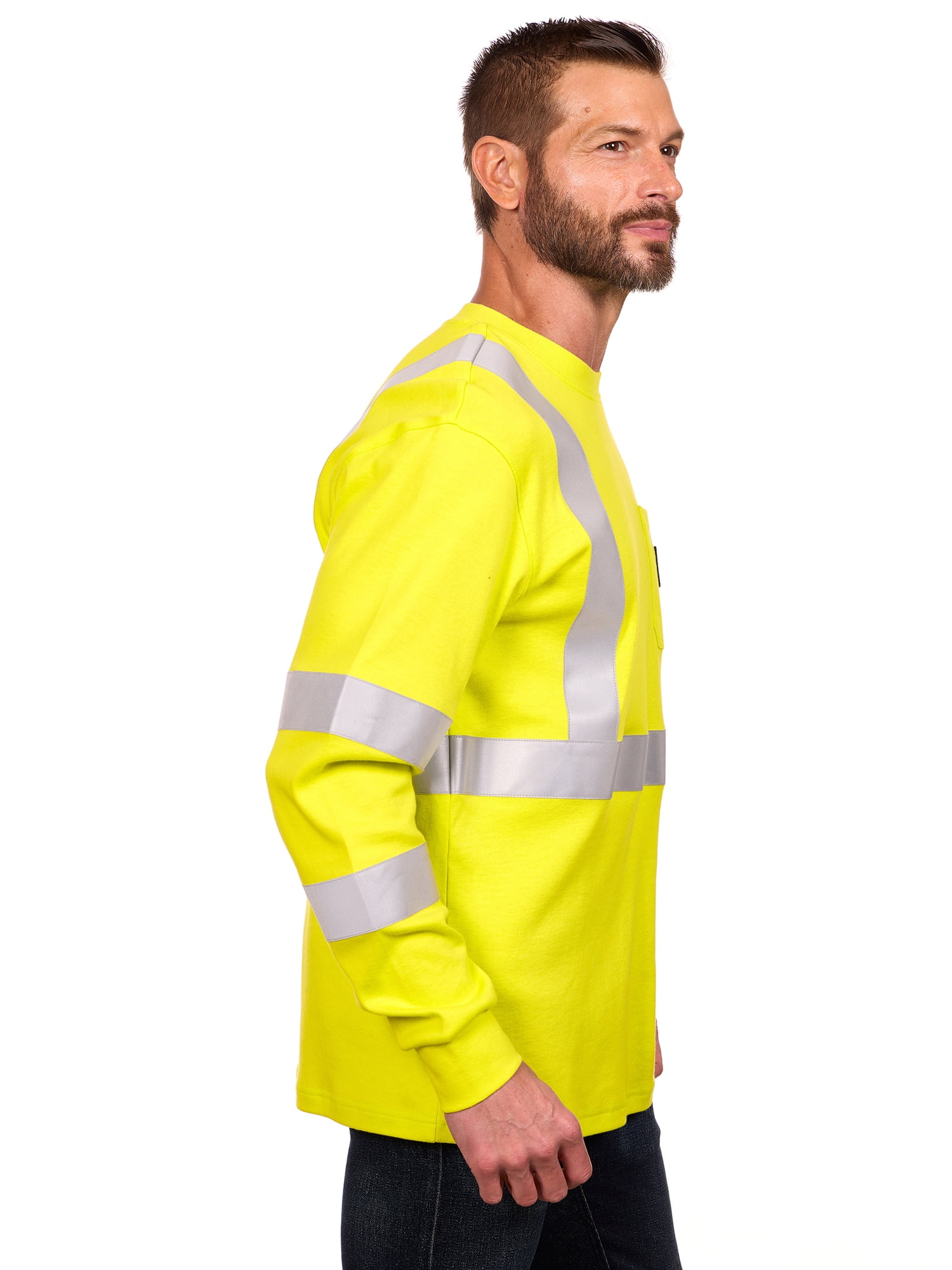 Bass Creek Outfitters Men's Flame Resistant Hi-Vis Safety Long Sleeve Knit Top, Sizes M-2XL