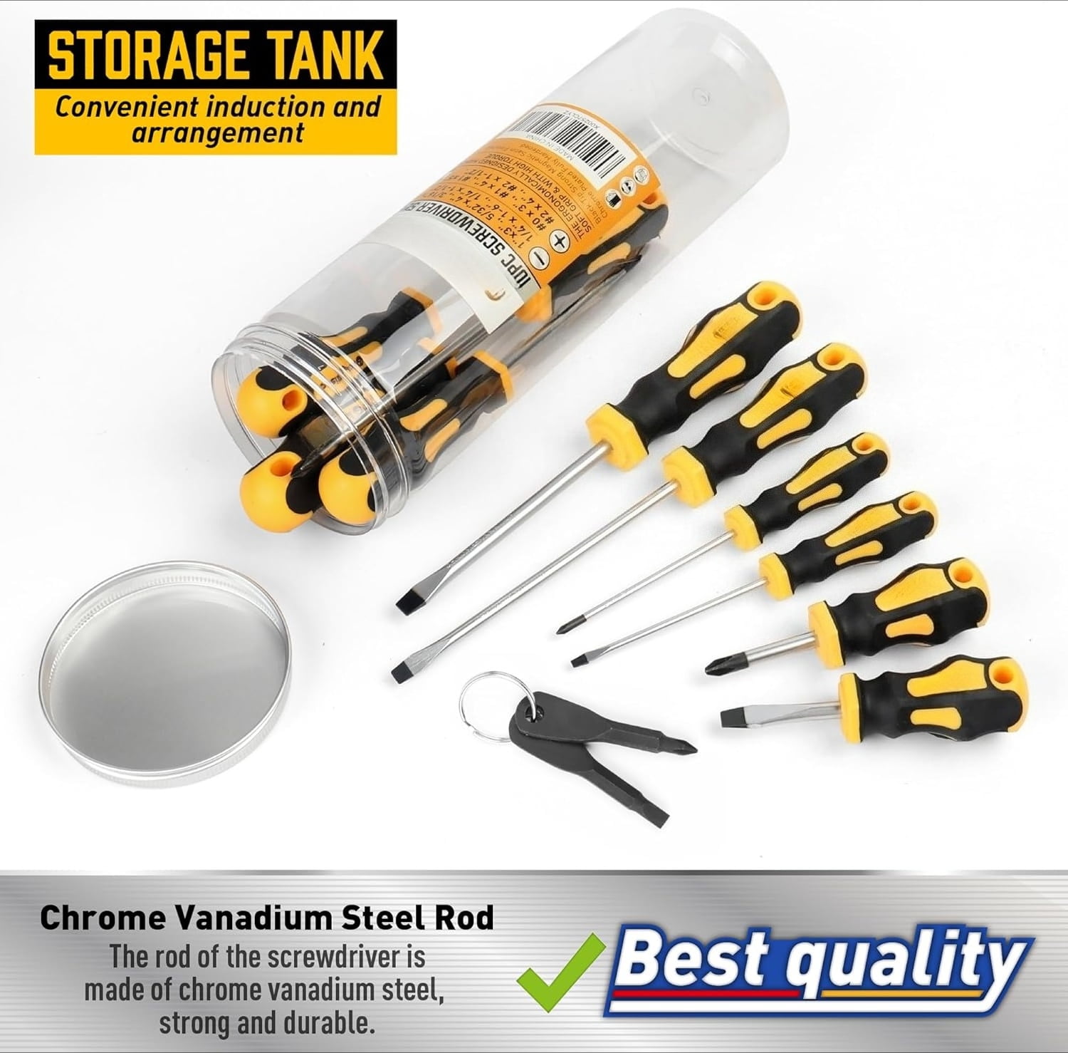 Amartisan 10-Piece Magnetic Screwdrivers Set, 5 Phillips and 5 Slotted Tips Professional Cushion Grip Screwdriver Set