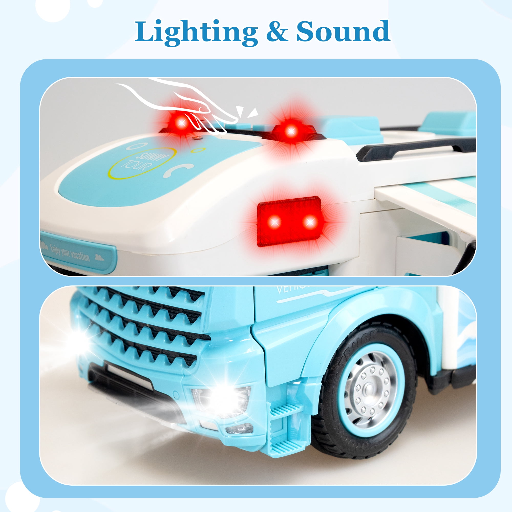 SaveJoy 1:12 Remote Control Cars for Boys Girls Age 3-8, RC Cars  Recreational Vehicle Toy Campervan Motorhome with Playset