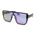 thumbnail image 2 of 90s Large Geometric Rectangular Inset Lens Shield Fashion Sunglasses Matte Black - Purple Mirror, 2 of 4