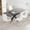 Black Top and C-shape Silver Leg White Chairs, variant on Sumdeal 62"-78" Modern Mid-Century Dining Table,Black