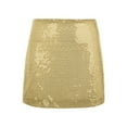 thumbnail image 5 of Women's Carnival Mini Skirt Stretch Waist Sequin Bodycon Sparkly Party Elastic Club Night Out Gold Skirt S, 5 of 8