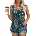 thumbnail image 2 of GERsome Women's Floral Tank Tops Summer Pleated Crewneck Sleeveless Tunic Flowy Loose T-Shirts S-5XL, 2 of 6
