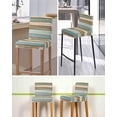 thumbnail image 5 of Green Blue Brown Farmhouse Bar Stool Covers Set of 2, Vintage Wood Stretch Washable Bar Chair Covers with Backs, Removable Pub Counter Height Chair Cover for Kitchen Dining Room Cafe, 5 of 7