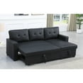 thumbnail image 3 of HomeStock City Chic L-Shaped Fabric Reversible, Easy Convertible Pull-Out Sleeper Sectional Sofa-Color:Black, 3 of 8