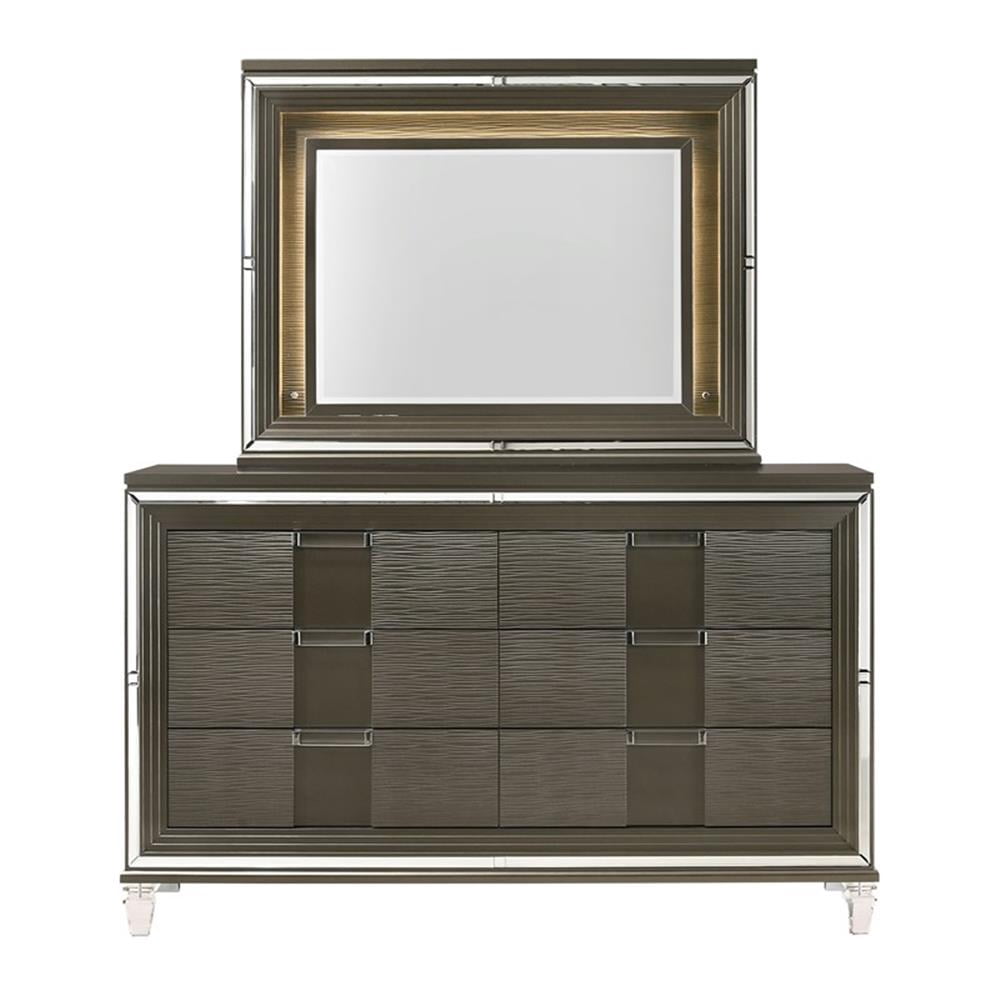 Picket House Furnishings Charlotte 6-Drawer Dresser w/ Mood Lighting Mirror