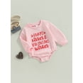 thumbnail image 3 of Bagilaanoe Newborn Baby Girl Valentine's Day Rompers Letter Heart Print Long Sleeve Bodysuits 3M 6M 12M 18M Infant Casual One Piece Short Jumpsuit, 3 of 8