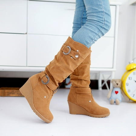 Summer Saving Clearance AXXD Wedges Shoes Womens Shoes Dressy Casual winter Rain Boots Ladies Ankle-High Cowboy Boots For Women Casual Boots For Reduced Price