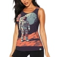 thumbnail image 1 of Balery Astronaut With American Flag Camiseta sin mangas estampada ligera para mujer, tops de entrenamiento sin mangas, camisetas de yoga transpirables de secado rápido.-X-Large, 1 of 7