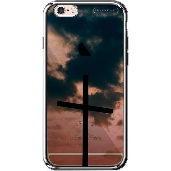 Cross & Clouds Seethrough Coque Design Série Chromée Luxendary pour iPhone 6/6s en Finition Argent