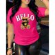 thumbnail image 3 of Camiseta de manga corta y cuello redondo para mujer con estampado de oso para uso casual en primavera y verano Color Fucsia Talla Chica Marca Emil SaEs, 3 of 4