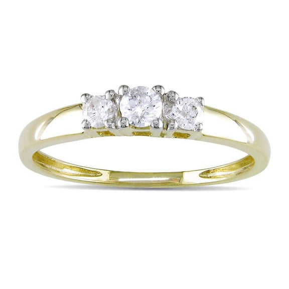 Gleaming Three Stone Trilogy Diamond Engagement ring 0.33 Carat Round Cut Diamond on Gold
