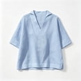 thumbnail image 5 of Asgosdo Summer Tops for Women Plus Size Half Sleeve V Neck Solid Color Loose Fit Blouses Basic Comfy Shirts, 5 of 6