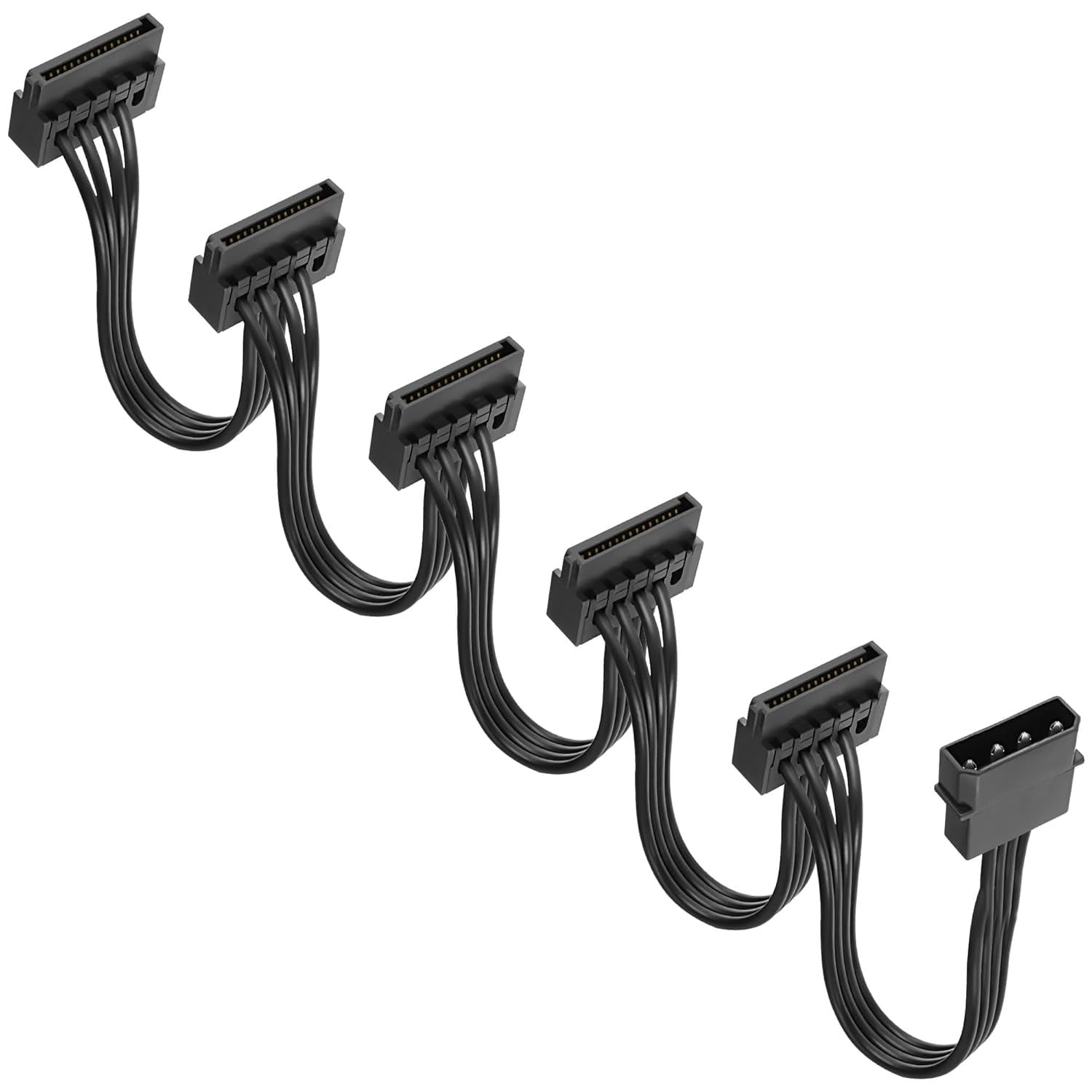 HRTGFD-4 Pin IDE to SATA Power Cable IDE Male to 5 x 15 Pin SATA Female Splitter Power Supply Cable Converter to SATA Extension Cable for DIY PC Server Hard Drive Hard Disk