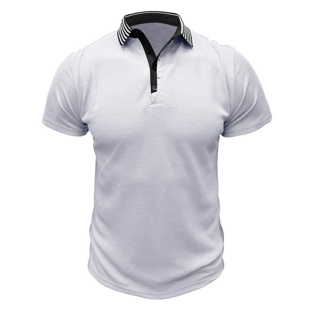 Birdeem Chemises pour Hommes Mode Décontractée Manches Courtes Rayures Col Rabattu Chemise à Boutons Blouse