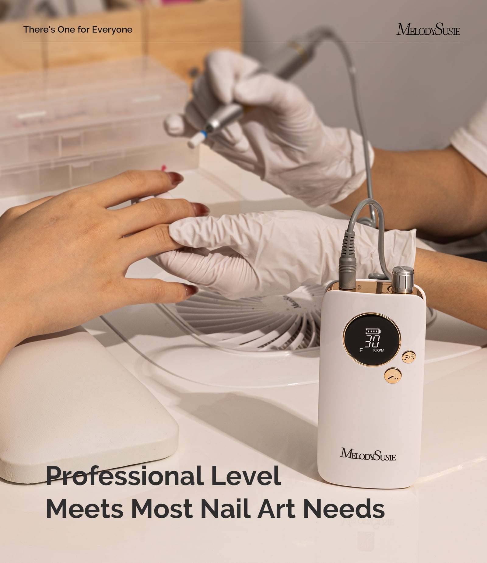 MelodySusie Entry-Level Clip-On Cordless Nail Drill, SC320F 30000RPM E-File with Pastel & Colorful Aesthetic Design for Manicure Shaping & Gel Removal