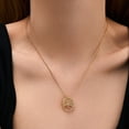 thumbnail image 5 of Zhuge Collar con colgante hecho a mano, colgante de etiqueta redonda, cadena con forma de árbol de la vida y collar con colgante de circonita (oro), 5 of 5