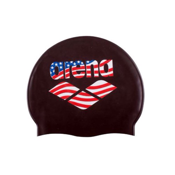 Arena AO Print Swim Cap in American Flag Black, One Size Fits All