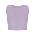 thumbnail image 3 of Nwiuh Girls Tank Tops Kids Athletic Ribbed Knit Crewneck Crop Tops Basic Camisole 5-16 Years (Purple, 5-6 Years), 3 of 6