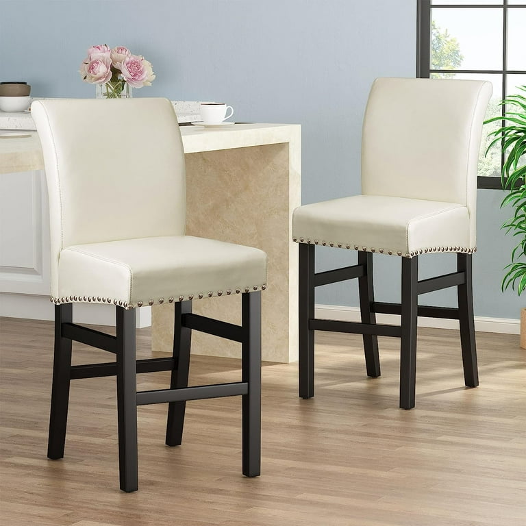 Ivory leather counter stools discount