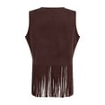 thumbnail image 7 of GEWSEY Women Tassel Vest 70s Hippie Cowgirl Western Suede Rivets Sleeveless Fringe Waistcoat Streetwear Outerwear (Brown, S), 7 of 7