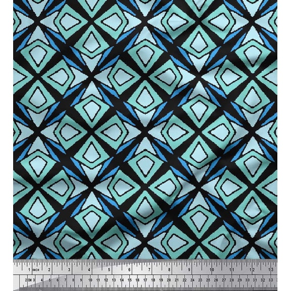 Soimoi Black Cotton Duck Fabric Arrow & Diamond Geometric Print Fabric by Yard 42 Inch Wide
