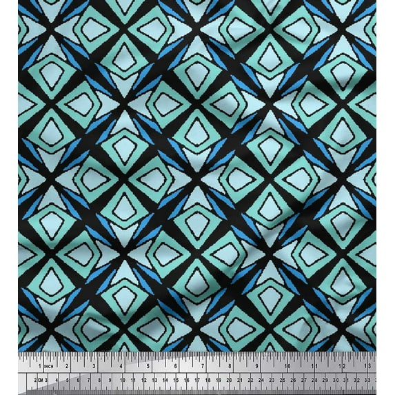 Soimoi Black Cotton Cambric Fabric Arrow & Diamond Geometric Printed Craft Fabric by the Yard 56 Inch Wide