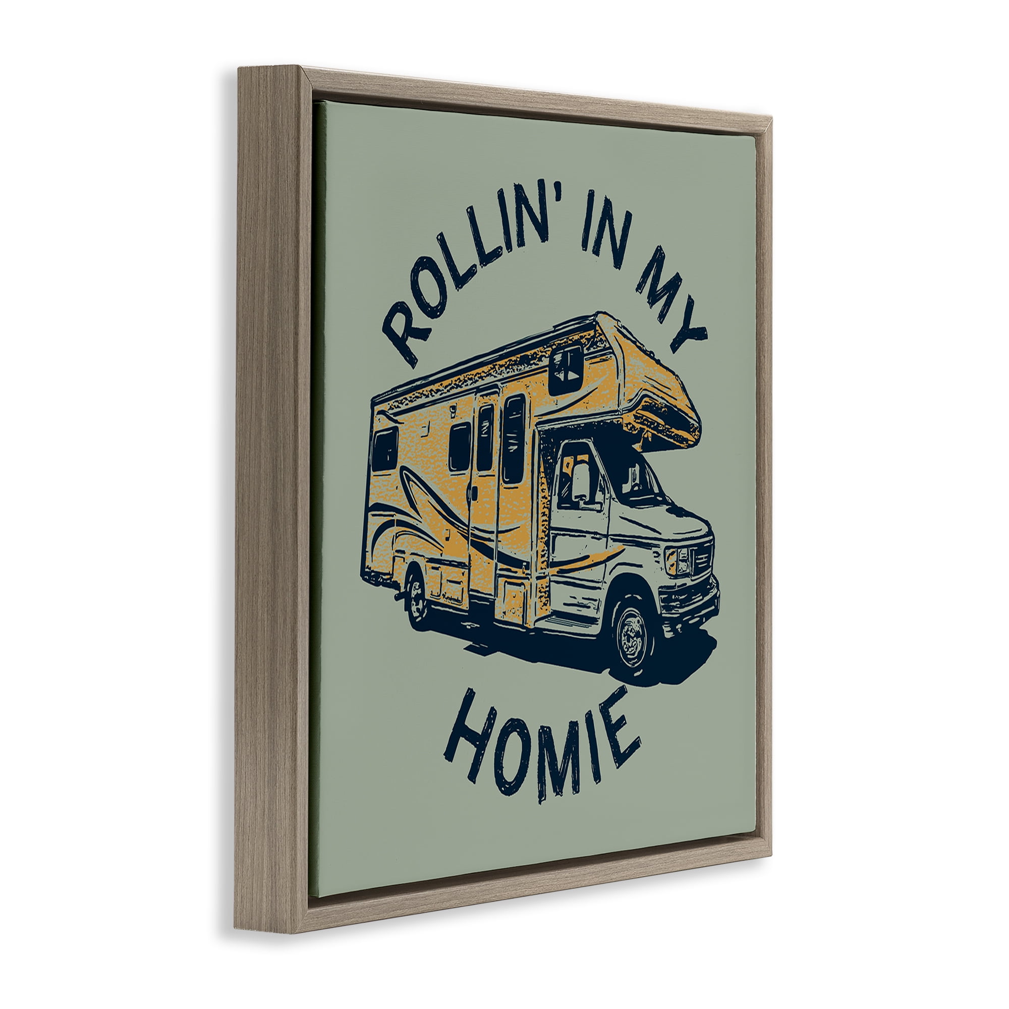 Stupell Industries Rollin' In My Homie Transportation Painting Brown Floater Framed Art Print Wall Art, 25 x 25