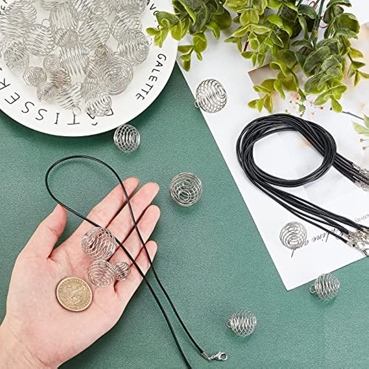 Wholesale SUNNYCLUE 50Pcs Spiral Cage Pendants Necklace Making Kit  Including 40Pcs Wire Cage Stone Holder 10Pcs Cotton Cord Necklace for  Beginners DIY Necklace Jewellery Making Crafting 