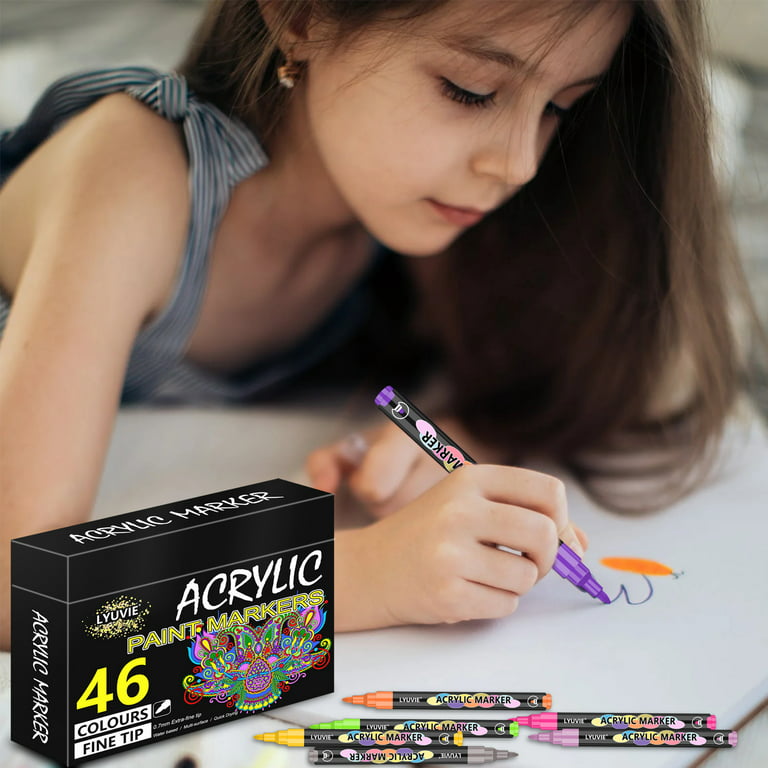 ARTISTRO 60 Acrylic Paint Pens - Extra Fine 0.7mm Paint Markers for Rock  Wood Glass Canvas - Acrylic Markers Ideal for DIY Art Projects Scrapbooking