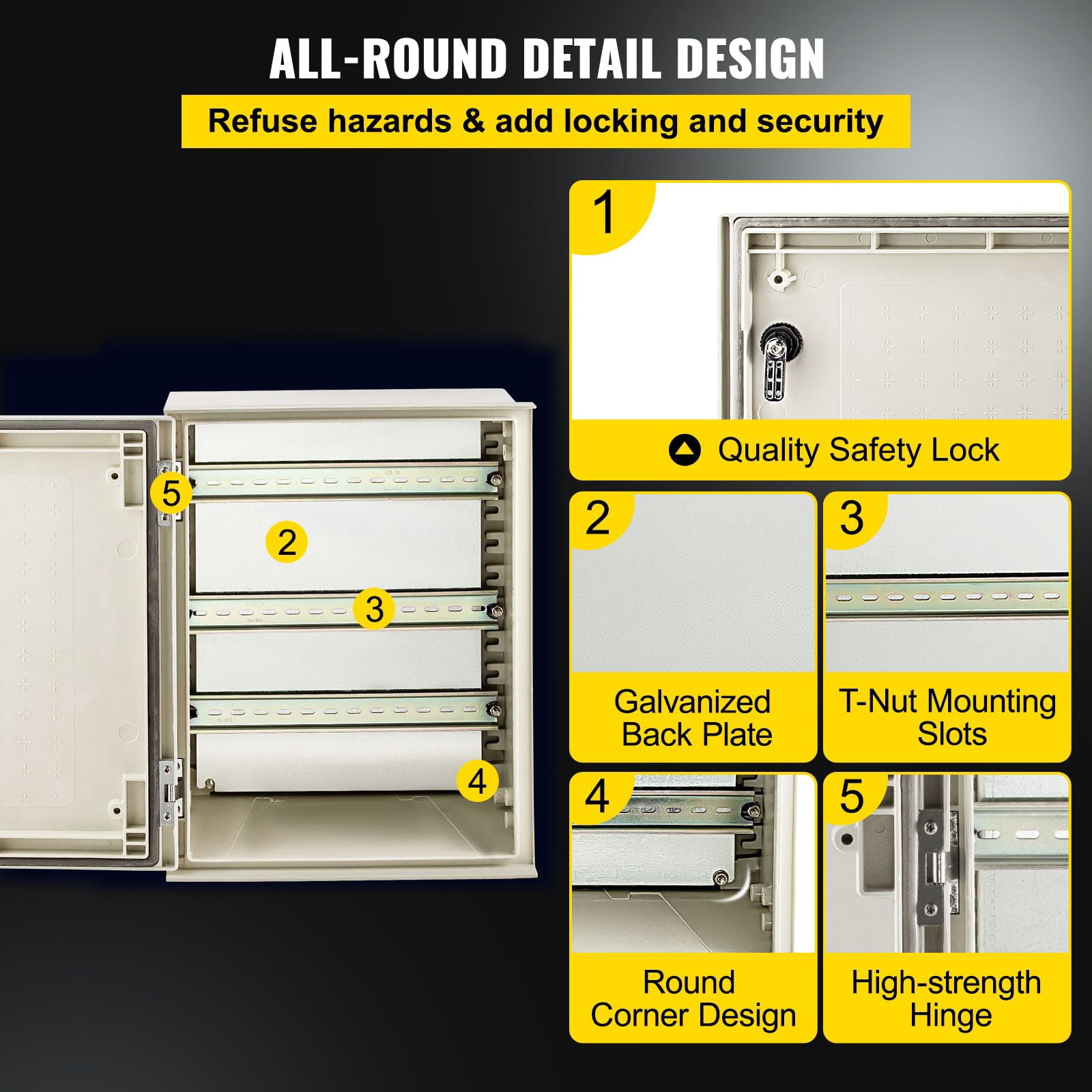 16"x12"x8" 4X Electrical Enclosure, IP66 Waterproof Dustproof, Outdoor/Indoor Junction Box, w/ Mounting Plate