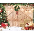 thumbnail image 1 of Puerta rústica HABOKE de madera de granero navideño con telón de fondo, 3 x 2,4 m, poliéster, 1 of 5