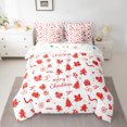 thumbnail image 3 of Manfei Merry Christmas Child 7-Piece Bedding Comforter Set, White Red Cartoon Ribbon King Bedding Sets, Xmas Tree Snowflake Reversible Bed Sheets, Luxury Bedroom Decor, 3 of 8