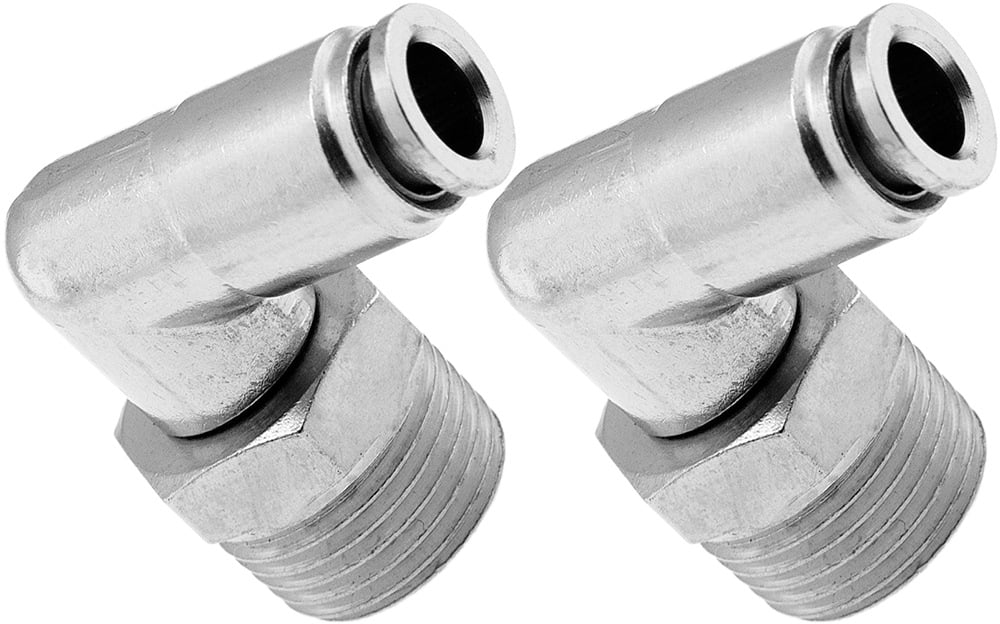PTC for 3/8 OD Hose Swivel Elbow Bundle of Two Fittings VXA2438-2 Vixen Air 1/4 NPT Male to Push to Connect 