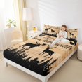 thumbnail image 4 of Manfei Jungle Wildlife Deer Twin Sheet Sets,Wild Animal Moose Twin Fitted Sheet,Brown Black Flat Sheet For Kids,Breathable Home Decor,3-Piece, 4 of 7